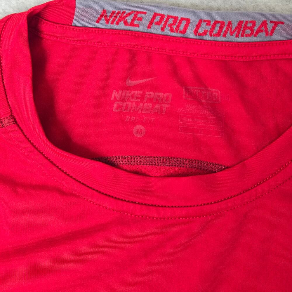 Nike Pro Combat Short Sleeve Compression Shirt Red Men's Medium - Picture 4 of 7